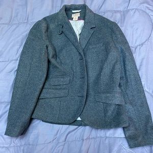 EUC SZ 12 Wool Blue Herringbone LL Bean Blazer